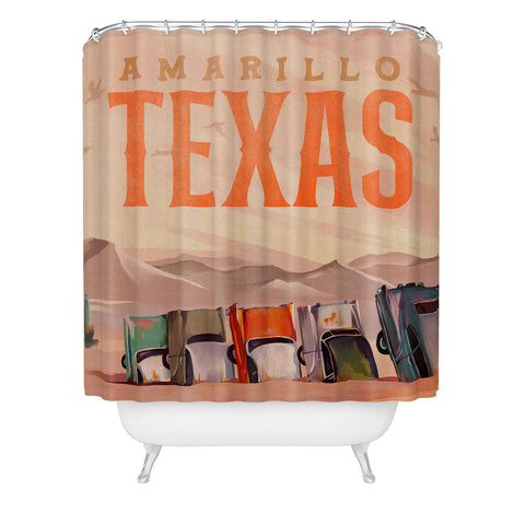 The Whiskey Ginger Amarillo Texas Vintage Travel Shower Curtain