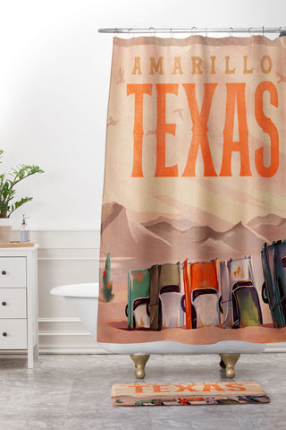The Whiskey Ginger Amarillo Texas Vintage Travel Shower Curtain And Mat