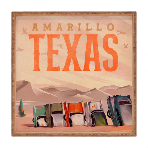 The Whiskey Ginger Amarillo Texas Vintage Travel Square Tray