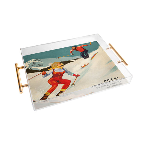 The Whiskey Ginger Apres Retro Pinup Ski Art Acrylic Tray