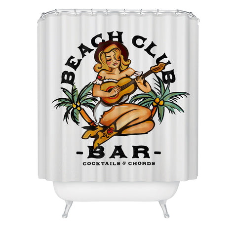 The Whiskey Ginger Beach Club Bar Tropical Shower Curtain