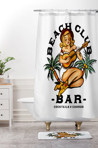 The Whiskey Ginger Beach Club Bar Tropical Shower Curtain And Mat