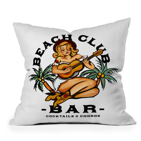 The Whiskey Ginger Beach Club Bar Tropical Throw Pillow