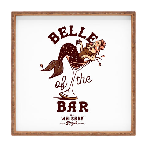The Whiskey Ginger Belle Of The Bar Pinup Mermaid Square Tray