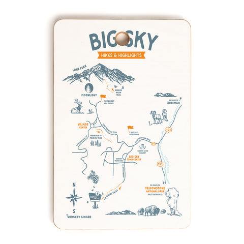 The Whiskey Ginger Big Sky Montana Hiking Recreation Cutting Board Rectangle