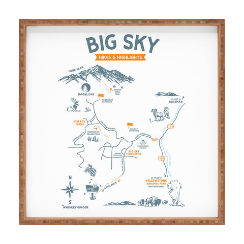 The Whiskey Ginger Big Sky Montana Hiking Recreation Square Tray