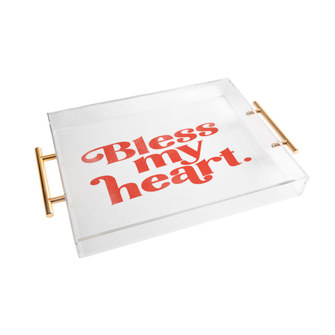 The Whiskey Ginger Bless My Heart Funny Cute Red Acrylic Tray