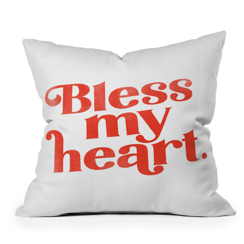 The Whiskey Ginger Bless My Heart Funny Cute Red Outdoor Throw Pillow