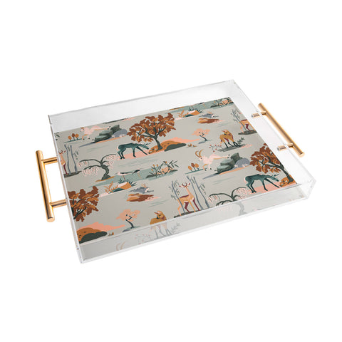 The Whiskey Ginger Cute Playful Animal Pattern I Acrylic Tray