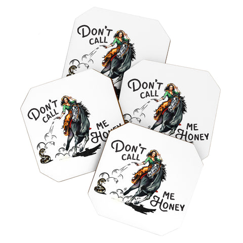 The Whiskey Ginger Dont Call Me Honey Cowgirl White Coaster Set