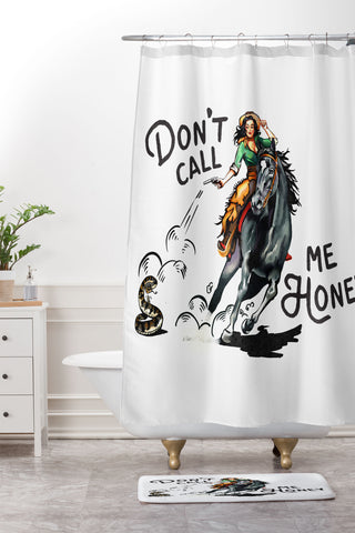 The Whiskey Ginger Dont Call Me Honey Cowgirl White Shower Curtain And Mat