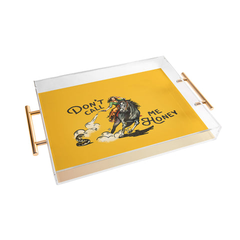 The Whiskey Ginger Dont Call Me Honey Retro Yellow Acrylic Tray