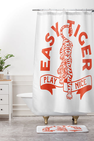 The Whiskey Ginger Easy Tiger Play Nice Cute Fun Shower Curtain And Mat