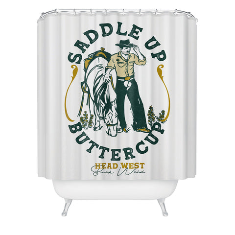 The Whiskey Ginger Saddle Up Buttercup Head West Shower Curtain