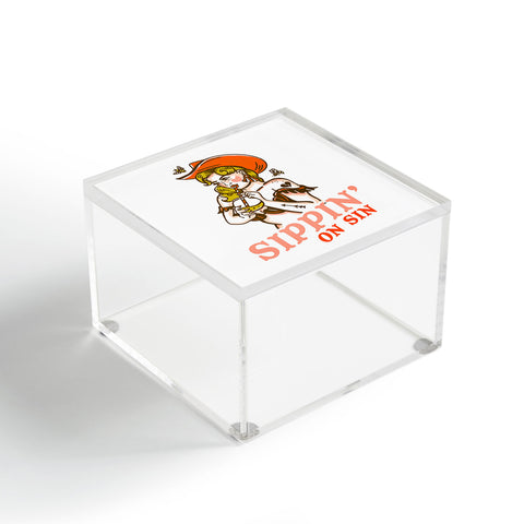 The Whiskey Ginger Sippin On Sin Retro Cowgirl Acrylic Box
