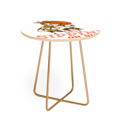 The Whiskey Ginger Sippin On Sin Retro Cowgirl Round Side Table