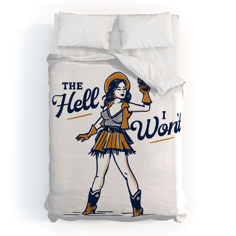 The Whiskey Ginger The Hell I Wont Retro Cowgirl Duvet Cover