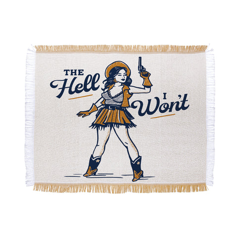 The Whiskey Ginger The Hell I Wont Retro Cowgirl Throw Blanket