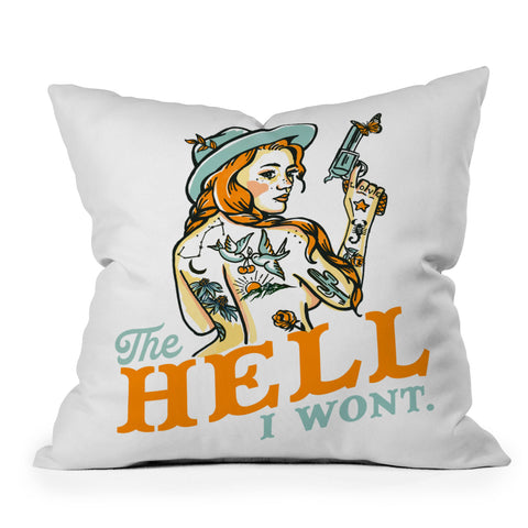 The Whiskey Ginger The Hell I Wont Tattoo Redhead Throw Pillow