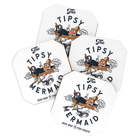 The Whiskey Ginger The Tipsy Mermaid Dive Bar Coaster Set