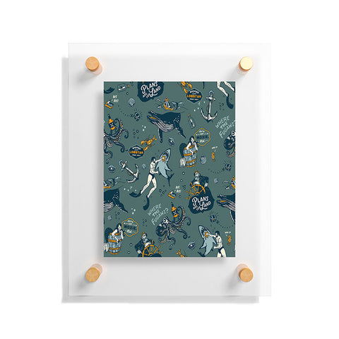 The Whiskey Ginger Vintage Ocean Pattern Floating Acrylic Print