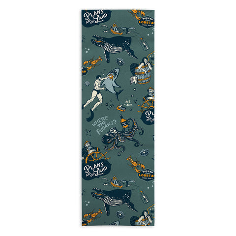 The Whiskey Ginger Vintage Ocean Pattern Yoga Towel
