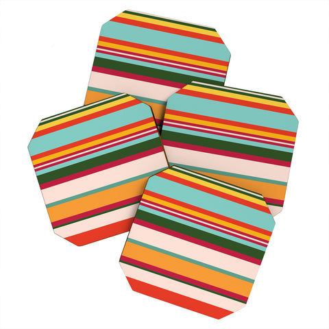 The Whiskey Ginger Vintage Stripe Pattern Coaster Set