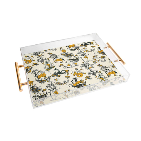 The Whiskey Ginger Zodiac Toile Pattern With Cream Acrylic Tray
