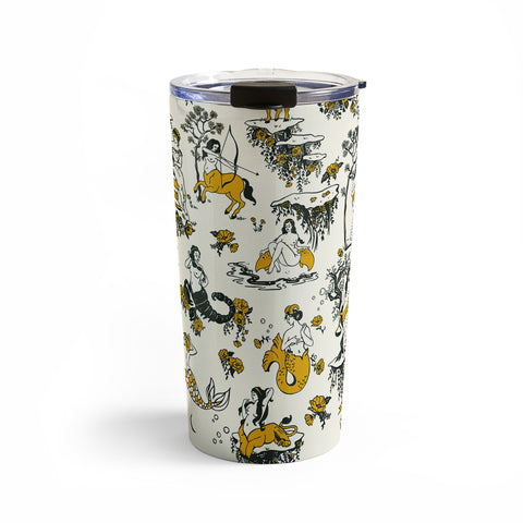 The Whiskey Ginger Zodiac Toile Pattern With Cream Travel Mug