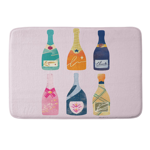 Thearticsoul Champagne Bottles Pink Memory Foam Bath Mat