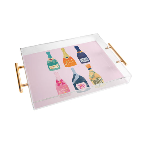 Thearticsoul Champagne Bottles Pink Acrylic Tray