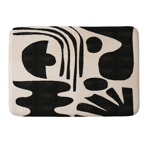 thespacehouse Abstract MidCentury Modern Black Memory Foam Bath Mat