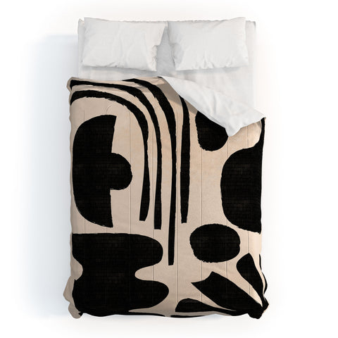 thespacehouse Abstract MidCentury Modern Black Comforter