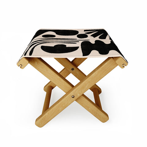 thespacehouse Abstract MidCentury Modern Black Folding Stool