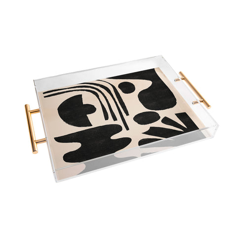thespacehouse Abstract MidCentury Modern Black Acrylic Tray