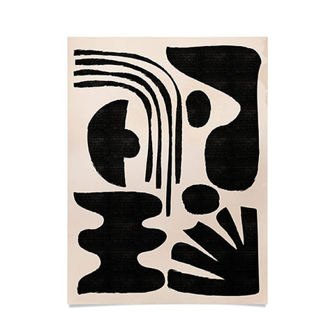 thespacehouse Abstract MidCentury Modern Black Poster