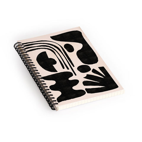 thespacehouse Abstract MidCentury Modern Black Spiral Notebook