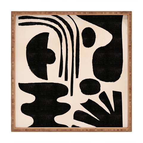 thespacehouse Abstract MidCentury Modern Black Square Tray
