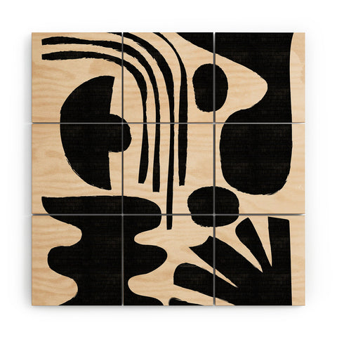 thespacehouse Abstract MidCentury Modern Black Wood Wall Mural
