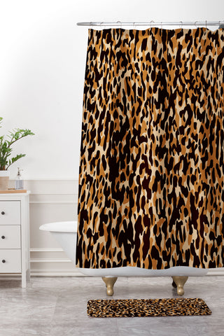 thespacehouse Animal Print Leopard Pattern Shower Curtain And Mat