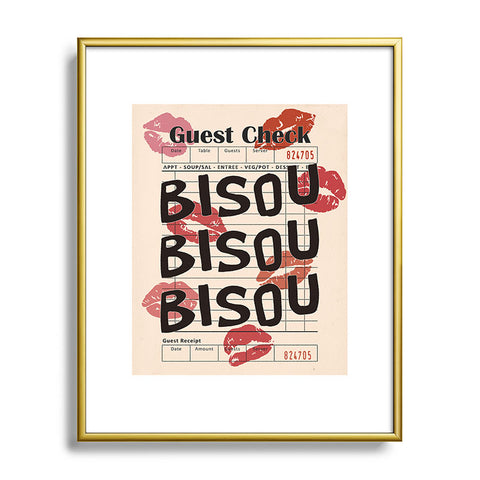 thespacehouse Bisou Bisou Retro Guest Check Metal Framed Art Print