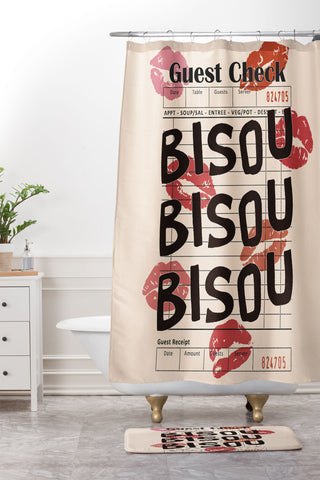 thespacehouse Bisou Bisou Retro Guest Check Shower Curtain And Mat