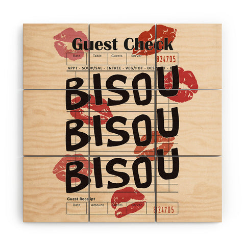 thespacehouse Bisou Bisou Retro Guest Check Wood Wall Mural