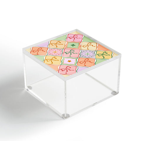 thespacehouse Bows on Colorful Patchwork Acrylic Box