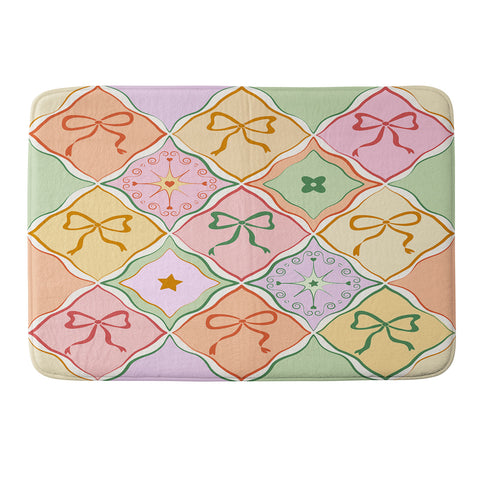 thespacehouse Bows on Colorful Patchwork Memory Foam Bath Mat