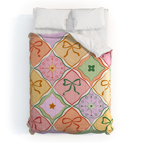 thespacehouse Bows on Colorful Patchwork Comforter