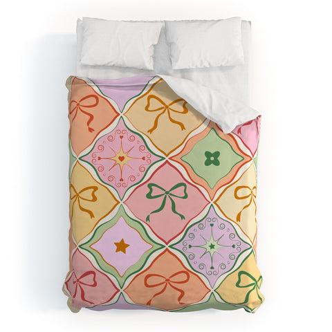 thespacehouse Bows on Colorful Patchwork Duvet Cover