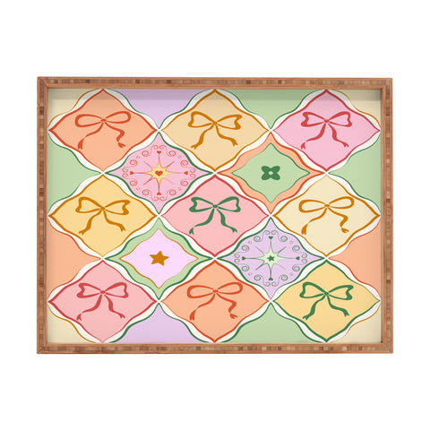 thespacehouse Bows on Colorful Patchwork Rectangular Tray