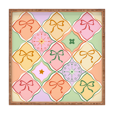 thespacehouse Bows on Colorful Patchwork Square Tray