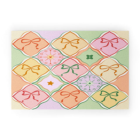 thespacehouse Bows on Colorful Patchwork Welcome Mat